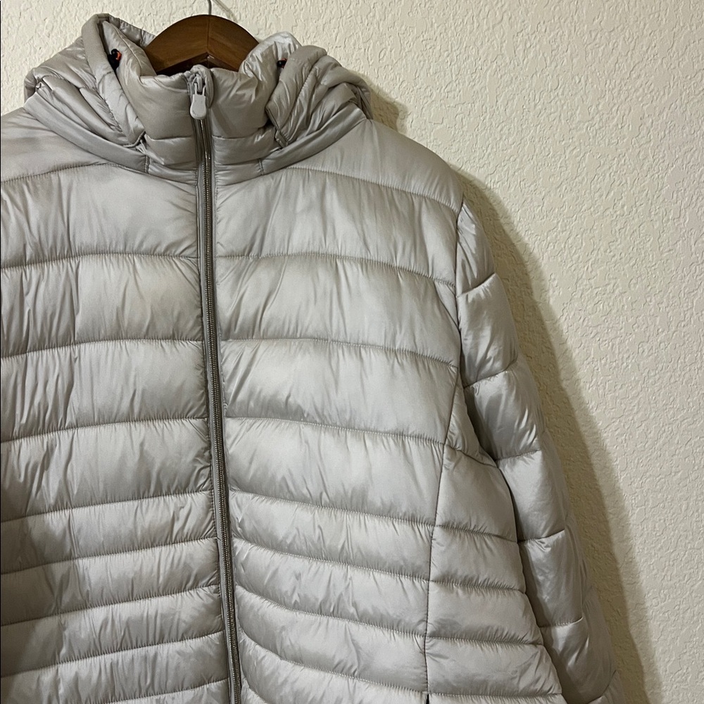 SAVE THE DUCK Reese Hooded Down Puffer Coat Neutral Women’s 3X - Picture 3 of 8